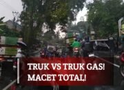 Dua Truk Tabrakan di Jalan Pelabuhan II Cikembar